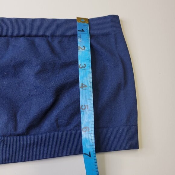 BLUE Crop Top Stretchy Ribbed Bandeau Tube Top - One Size- NEW - Picture 4 of 8
